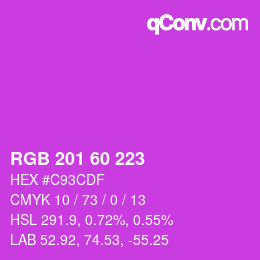 カラーコード: RGB 201 60 223 | qconv.com