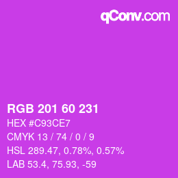 颜色代码: RGB 201 60 231 | qconv.com