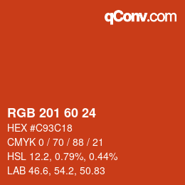颜色代码: RGB 201 60 24 | qconv.com
