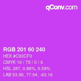 カラーコード: RGB 201 60 240 | qconv.com