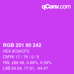 颜色代码: RGB 201 60 242 | qconv.com