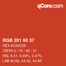 カラーコード: RGB 201 60 37 | qconv.com