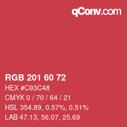 Color code: RGB 201 60 72 | qconv.com