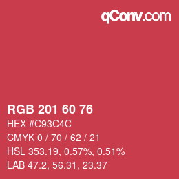Color code: RGB 201 60 76 | qconv.com
