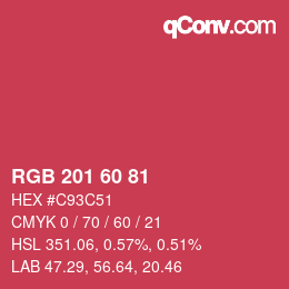 颜色代码: RGB 201 60 81 | qconv.com