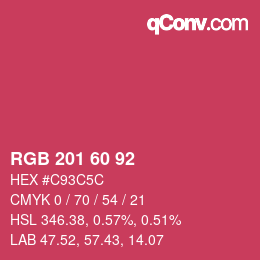 Color code: RGB 201 60 92 | qconv.com