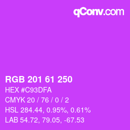 Color code: RGB 201 61 250 | qconv.com