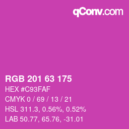 カラーコード: RGB 201 63 175 | qconv.com