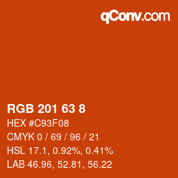 Color code: RGB 201 63 8 | qconv.com