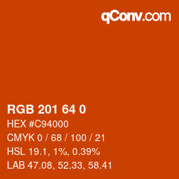 Color code: RGB 201 64 0 | qconv.com