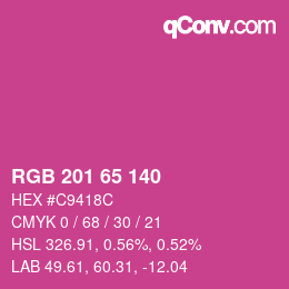 カラーコード: RGB 201 65 140 | qconv.com