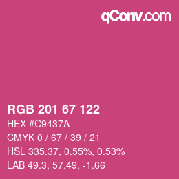 Color code: RGB 201 67 122 | qconv.com