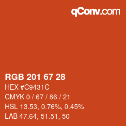 Farbcode: RGB 201 67 28 | qconv.com