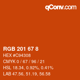 Color code: RGB 201 67 8 | qconv.com
