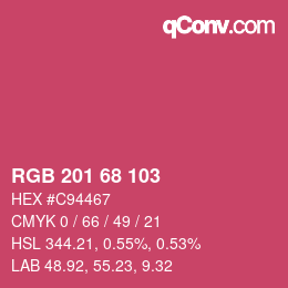 カラーコード: RGB 201 68 103 | qconv.com