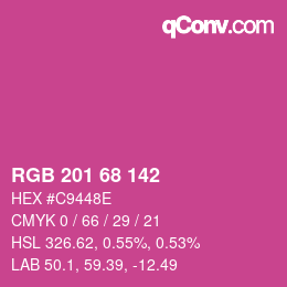カラーコード: RGB 201 68 142 | qconv.com