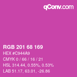 カラーコード: RGB 201 68 169 | qconv.com