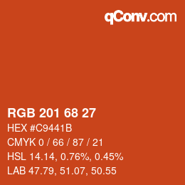 Color code: RGB 201 68 27 | qconv.com