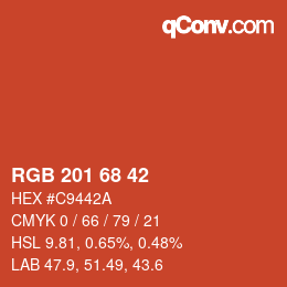 カラーコード: RGB 201 68 42 | qconv.com
