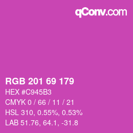 Color code: RGB 201 69 179 | qconv.com