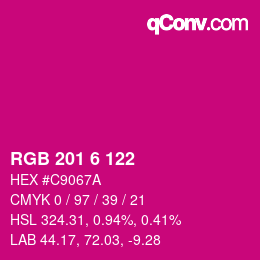 Color code: RGB 201 6 122 | qconv.com