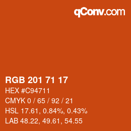 カラーコード: RGB 201 71 17 | qconv.com