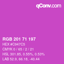 Color code: RGB 201 71 197 | qconv.com
