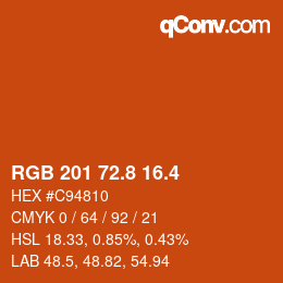 カラーコード: RGB 201 72.8 16.4 | qconv.com