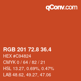 カラーコード: RGB 201 72.8 36.4 | qconv.com