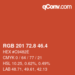 カラーコード: RGB 201 72.8 46.4 | qconv.com