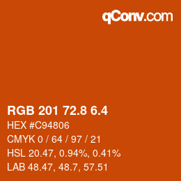 カラーコード: RGB 201 72.8 6.4 | qconv.com