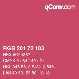 Color code: RGB 201 72 103 | qconv.com