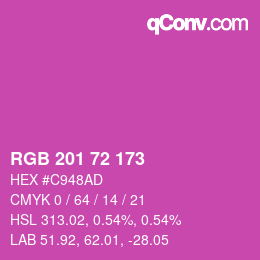 Color code: RGB 201 72 173 | qconv.com