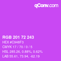 Color code: RGB 201 72 243 | qconv.com