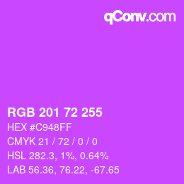 颜色代码: RGB 201 72 255 | qconv.com