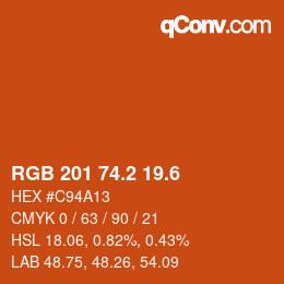 カラーコード: RGB 201 74.2 19.6 | qconv.com