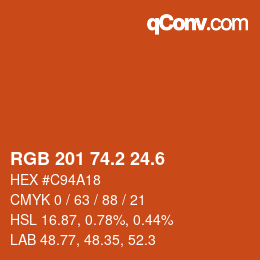 カラーコード: RGB 201 74.2 24.6 | qconv.com