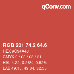 カラーコード: RGB 201 74.2 64.6 | qconv.com