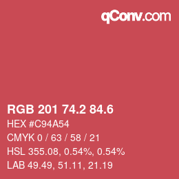カラーコード: RGB 201 74.2 84.6 | qconv.com
