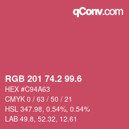 カラーコード: RGB 201 74.2 99.6 | qconv.com