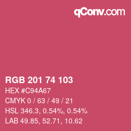 Color code: RGB 201 74 103 | qconv.com