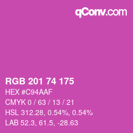 Color code: RGB 201 74 175 | qconv.com