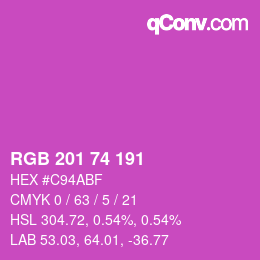 Color code: RGB 201 74 191 | qconv.com