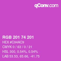 Color code: RGB 201 74 201 | qconv.com