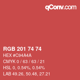 Color code: RGB 201 74 74 | qconv.com