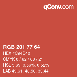 颜色代码: RGB 201 77 64 | qconv.com
