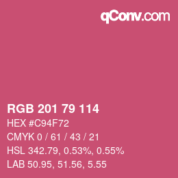 カラーコード: RGB 201 79 114 | qconv.com