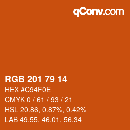 Color code: RGB 201 79 14 | qconv.com