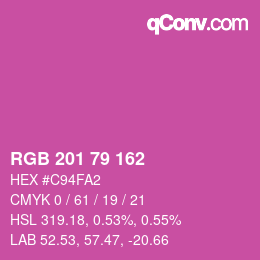 カラーコード: RGB 201 79 162 | qconv.com