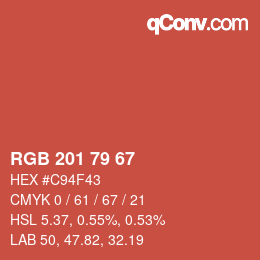 Color code: RGB 201 79 67 | qconv.com